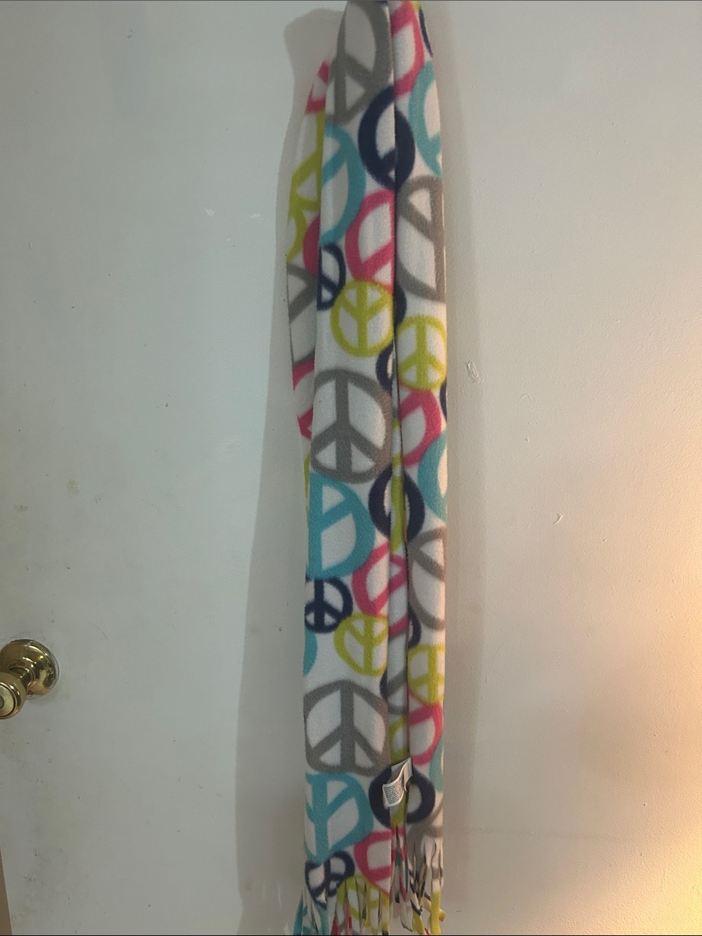 Old Navy Multicolor Peace Sign Fleece Throw - White Background